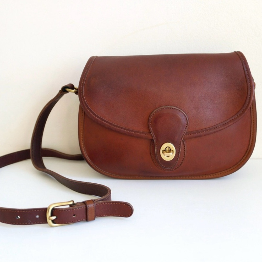 Coach Brown Leather Crossbody Bag with Turn-Lock Closure